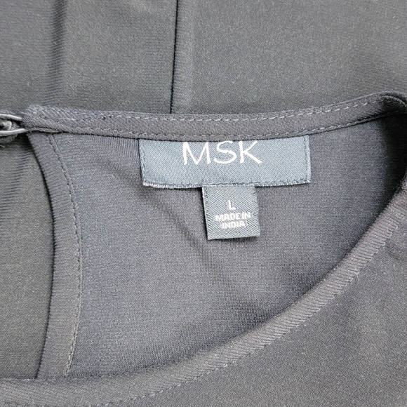 MSK NEW Women's L Black Sheer Spit Long Sleeve Cocktail Party Evening Midi Dress - Picture 8 of 12